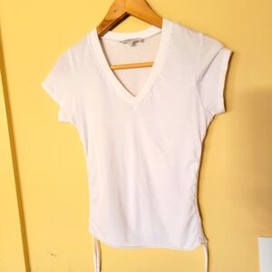 Frankie's Bikinis Classic White V-Neck Tee